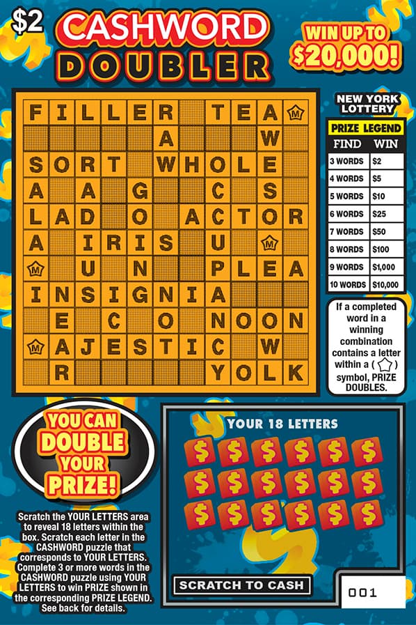 CASHWORD DOUBLER scratch-off ticket