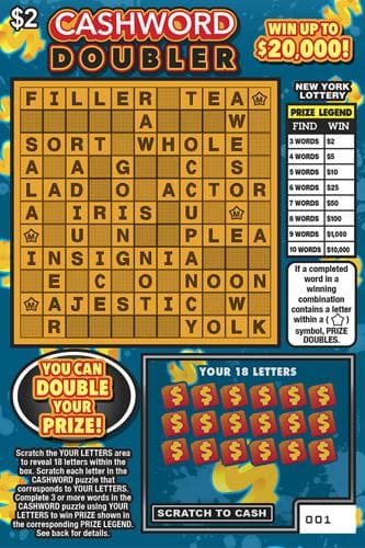 CASHWORD DOUBLER scratch-off ticket