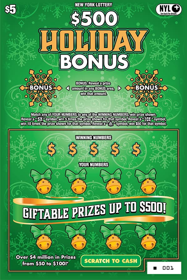 $500 HOLIDAY BONUS scratch-off ticket