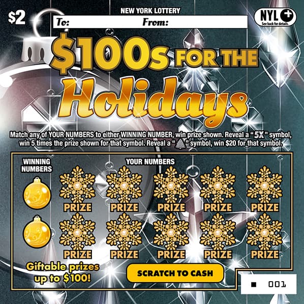 $100s FOR THE HOLIDAYS scratch-off ticket