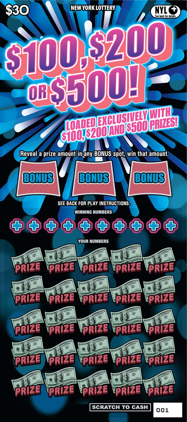 $100, $200 OR $500! scratch-off ticket