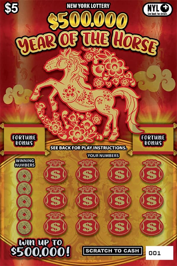 $500,000 YEAR OF THE HORSE scratch-off ticket
