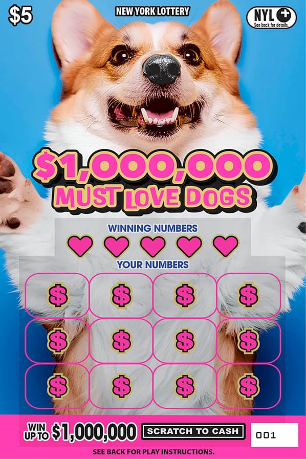 $1,000,000 MUST LOVE DOGS scratch-off ticket