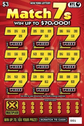 MATCH 7s scratch-off ticket