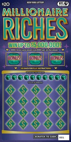 MILLIONAIRE RICHES scratch-off ticket