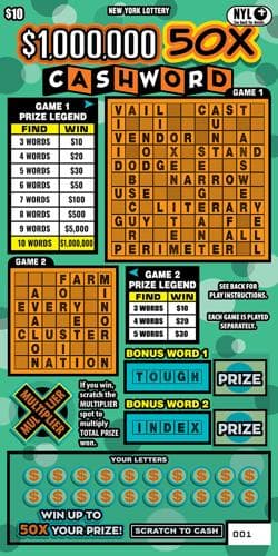 $1,000,000 50X CASHWORD scratch-off ticket