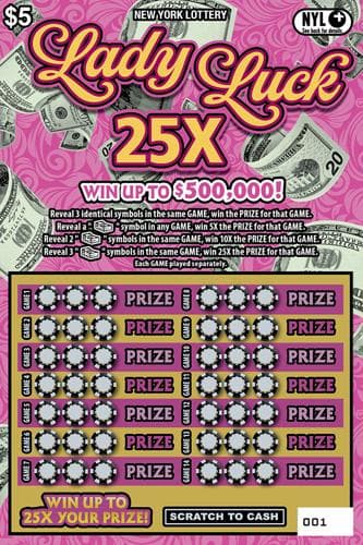 LADY LUCK 25X scratch-off ticket