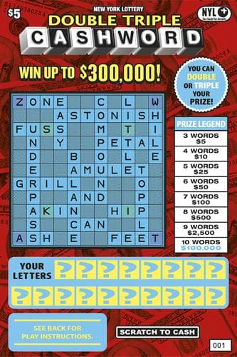 DOUBLE TRIPLE CASHWORD scratch-off ticket
