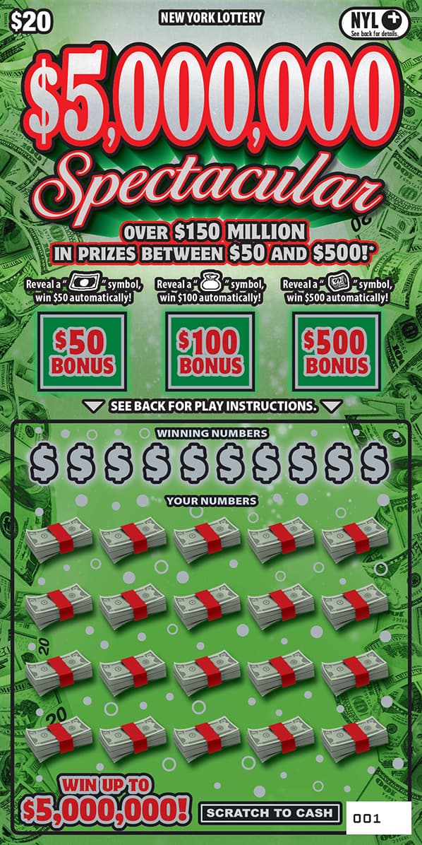 $5,000,000 SPECTACULAR scratch-off ticket