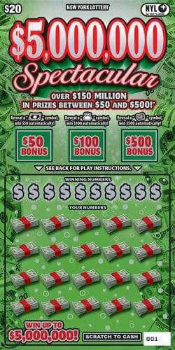 $5,000,000 SPECTACULAR scratch-off ticket