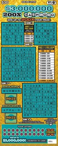 $3,000,000 200X CASHWORD scratch-off ticket