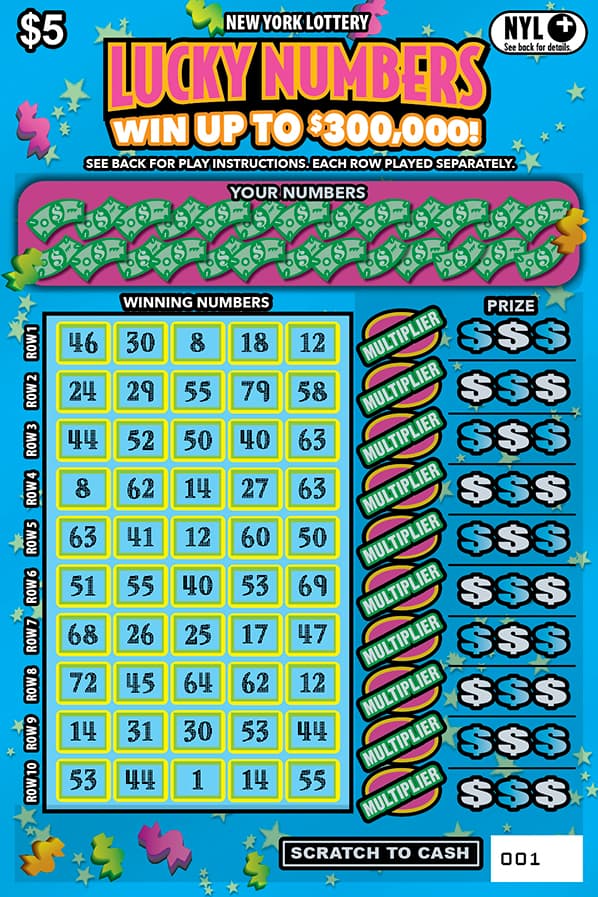 LUCKY NUMBERS scratch-off ticket