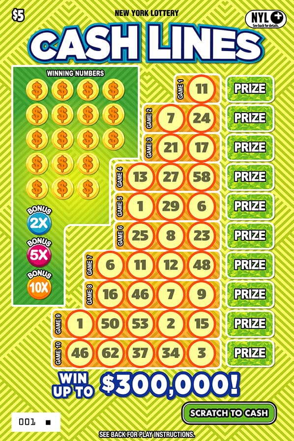 CASH LINES scratch-off ticket