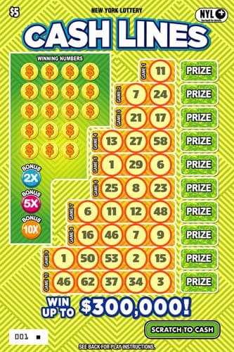 CASH LINES scratch-off ticket