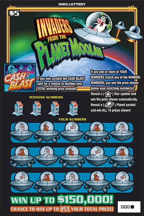 Invaders from the Planet Moolah scratch-off ticket