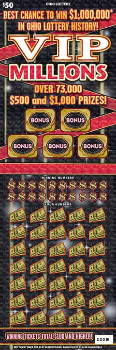 VIP Millions scratch-off ticket