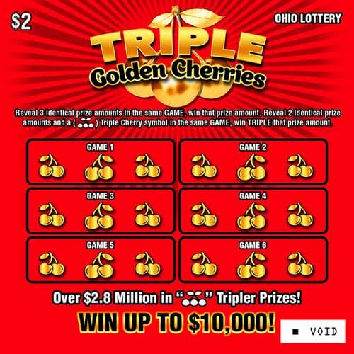 Triple Golden Cherries scratch-off ticket