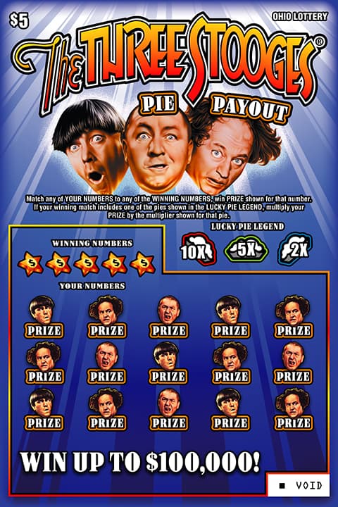 3 Stooges Pie Payout scratch-off ticket