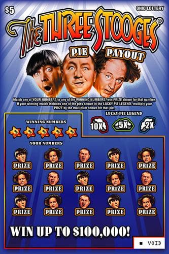3 Stooges Pie Payout scratch-off ticket