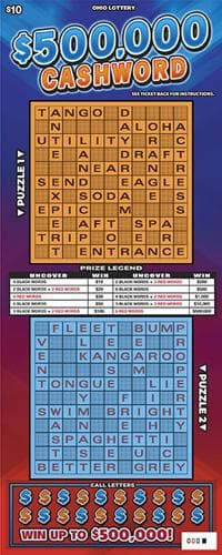 $500,000 Cashword scratch-off ticket