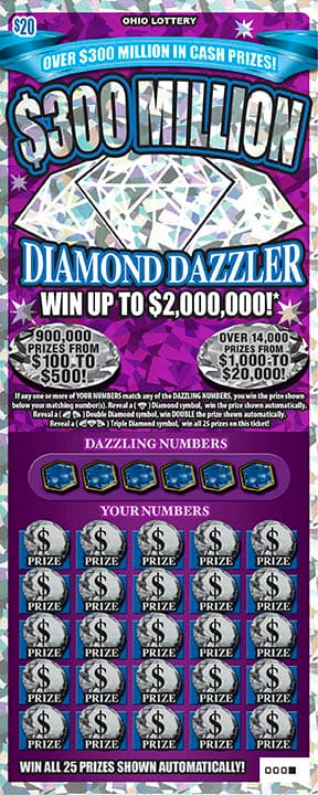 $300 Million Diamond Dazzler scratch-off ticket