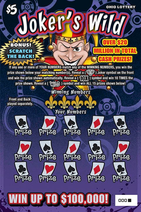 Joker's Wild scratch-off ticket