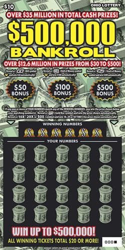 $500,000 Bankroll scratch-off ticket