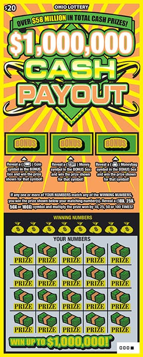 $1,000,000 Cash Payout scratch-off ticket
