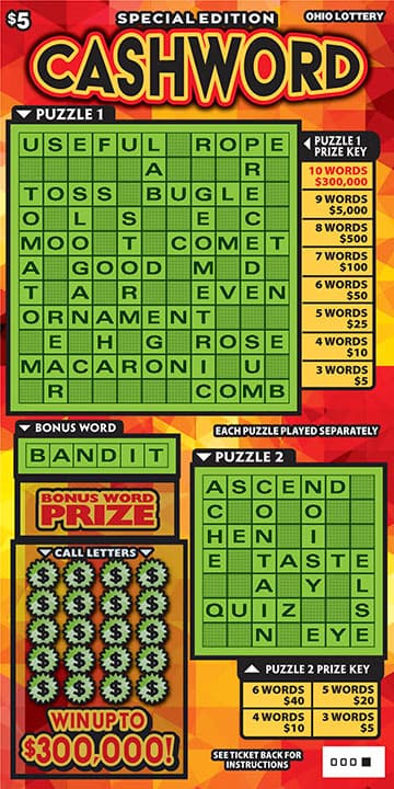 Special Edition Cashword scratch-off ticket