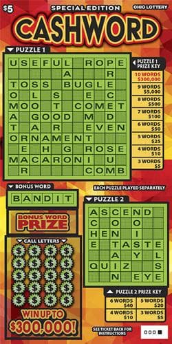 Special Edition Cashword scratch-off ticket