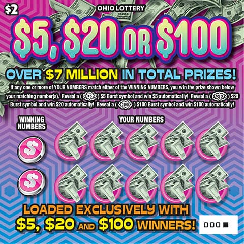 $5, $20 or $100 scratch-off ticket