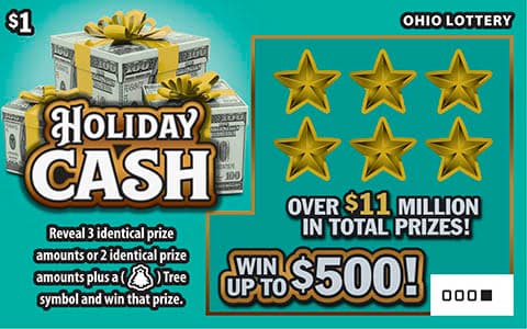 Holiday Cash scratch-off ticket