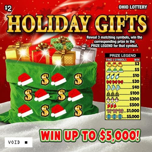 Holiday Gifts scratch-off ticket
