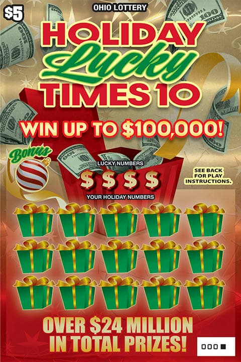 Holiday Lucky Times 10 scratch-off ticket