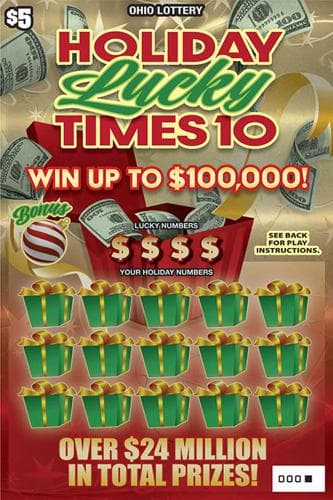 Holiday Lucky Times 10 scratch-off ticket