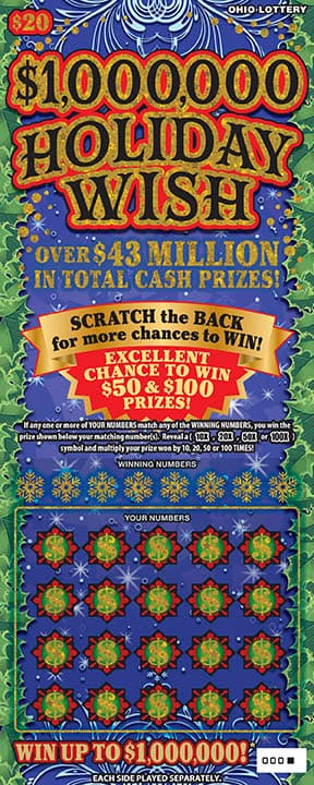 $1,000,000 Holiday Wish scratch-off ticket