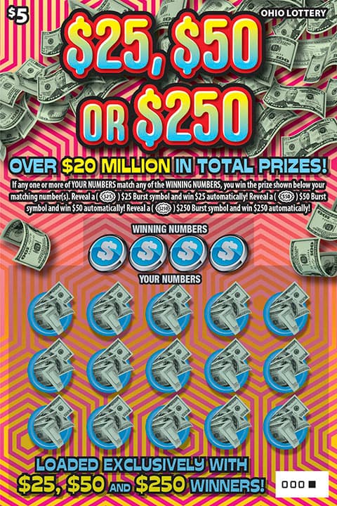 $25, $50 or $250 scratch-off ticket