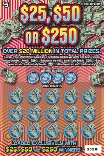 $25, $50 or $250 scratch-off ticket