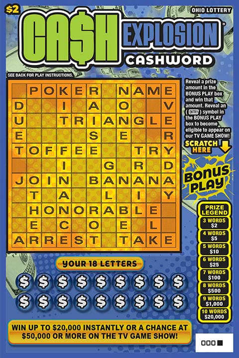 Cash Explosion Cashword scratch-off ticket