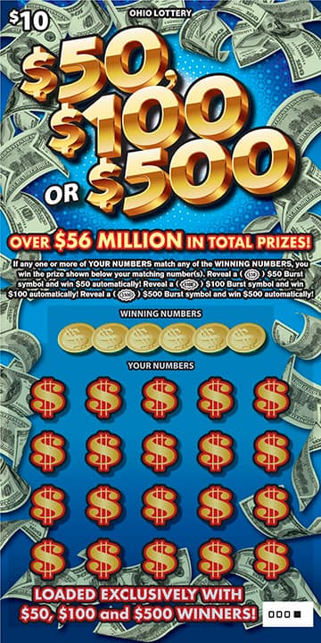 $50, $100 or $500 scratch-off ticket