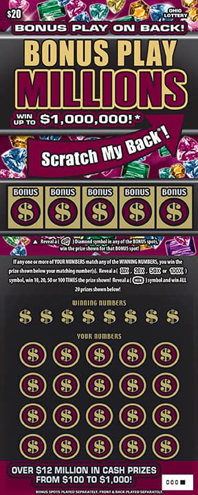 Bonus Play Millions scratch-off ticket