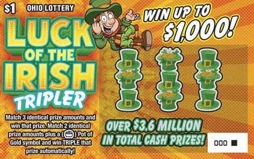 Luck of the Irish Tripler scratch-off ticket