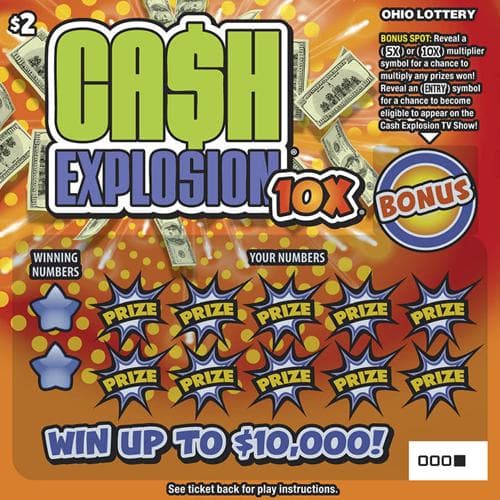 Cash Explosion 10X scratch-off ticket