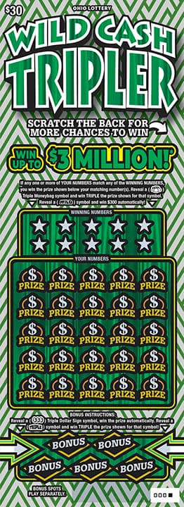 Wild Cash Tripler scratch-off ticket