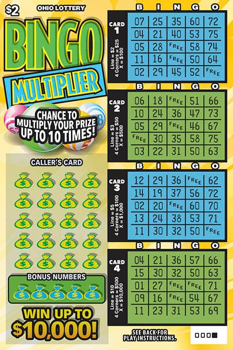Bingo Multiplier scratch-off ticket
