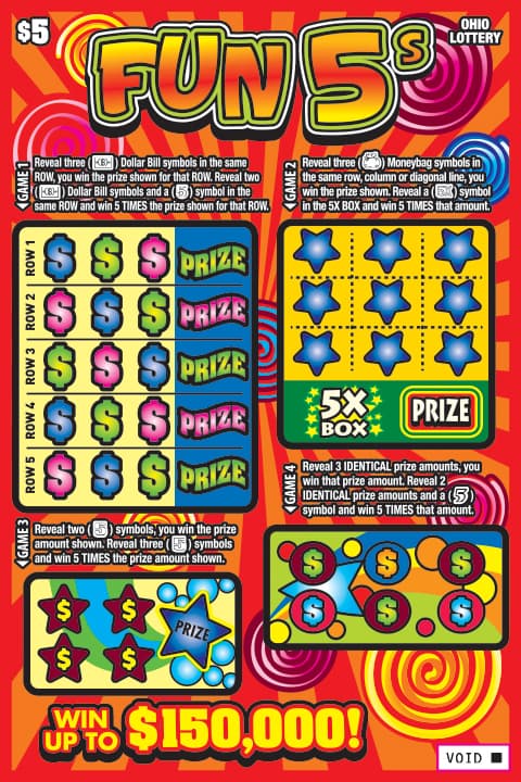 Fun 5s scratch-off ticket