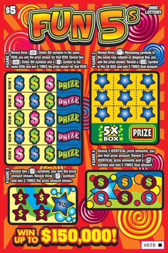 Fun 5s scratch-off ticket