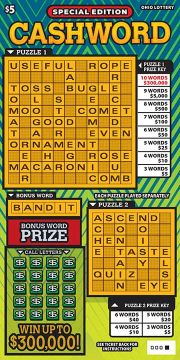 Special Edition Cashword scratch-off ticket