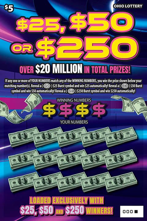 $25, $50 or $250 scratch-off ticket