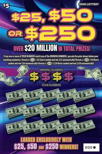 $25, $50 or $250 scratch-off ticket